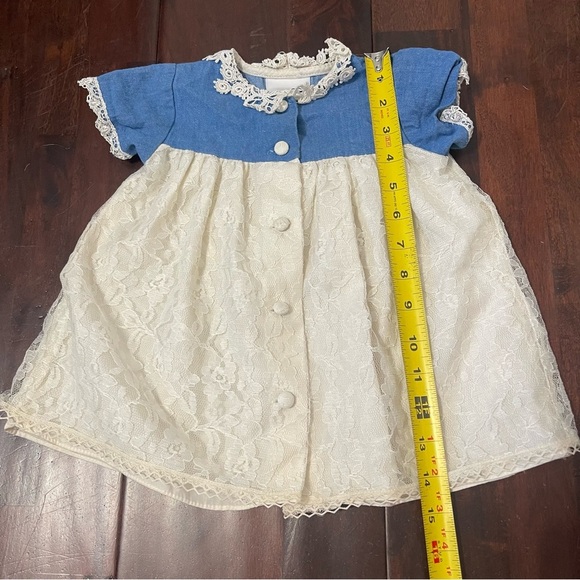 Vintage Jo Lene Lace Dress 18 Months Made In The USA Cream Off White - Picture 7 of 7